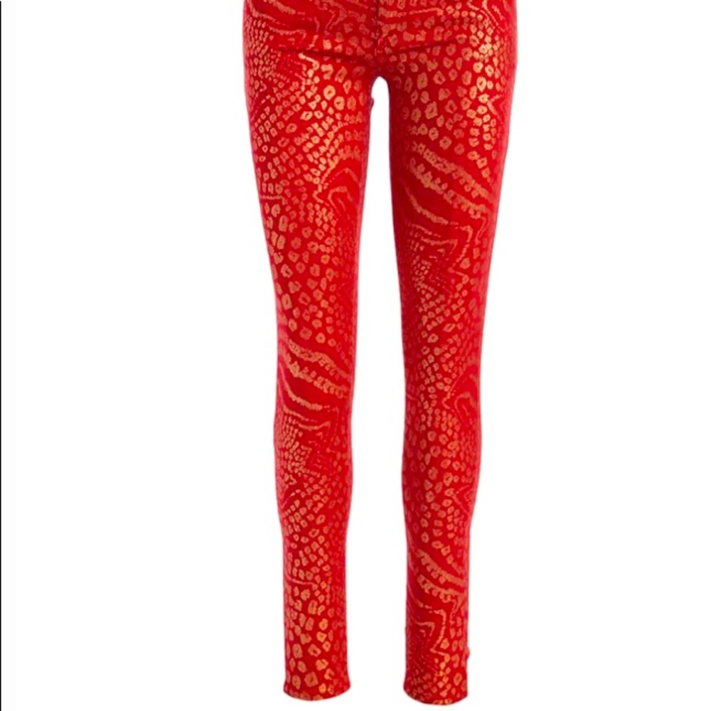 💥SALE💥 Red Metallic Leopard Skinny Jean- Juniors